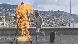 Cristiano Ronaldo statue torched in Portugal, police launch hunt for vandals